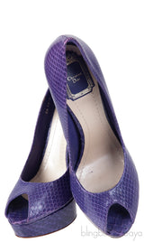 Purple Snakeskin Peep Toe Pump