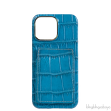 Card Holder Blue Crocodile iPhone 15 Pro Max Case