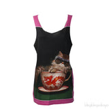 Gucci Pink Ignasi Monreal Cat Teacup Print Tank top