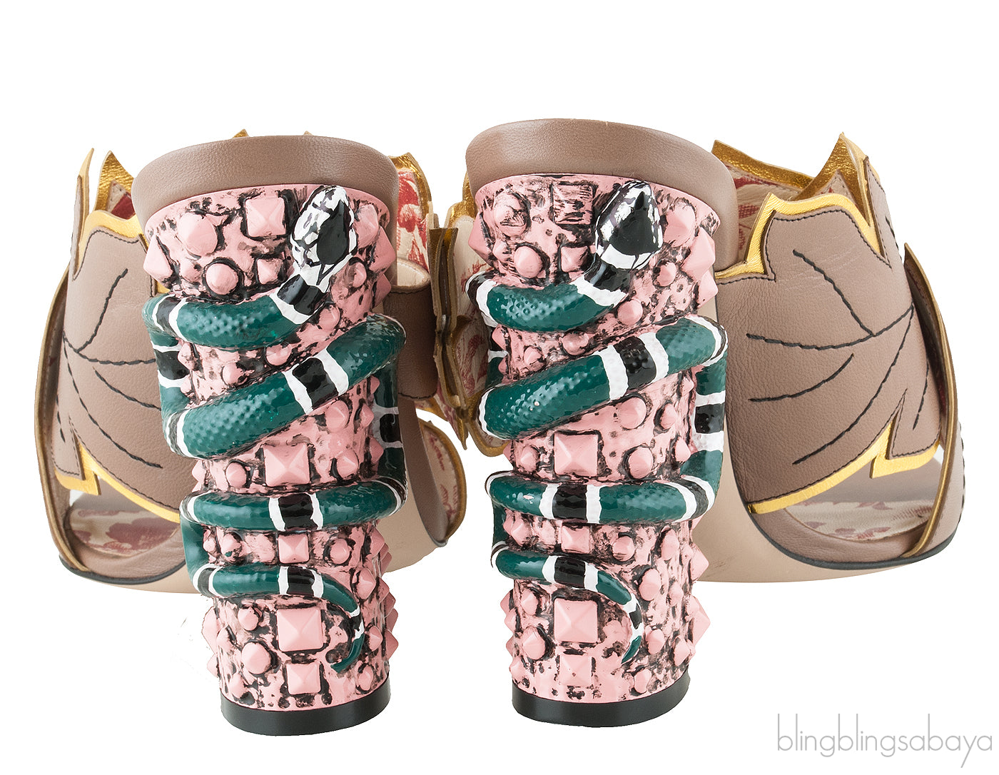 Leaf Gold Serpent Heel Slide Mule