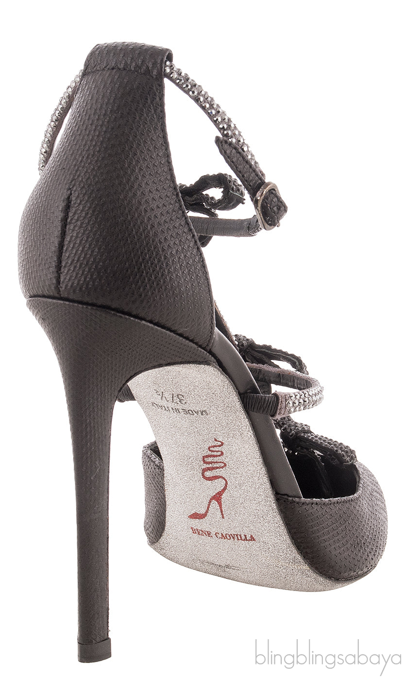 Black Ribbon T-strap Heels