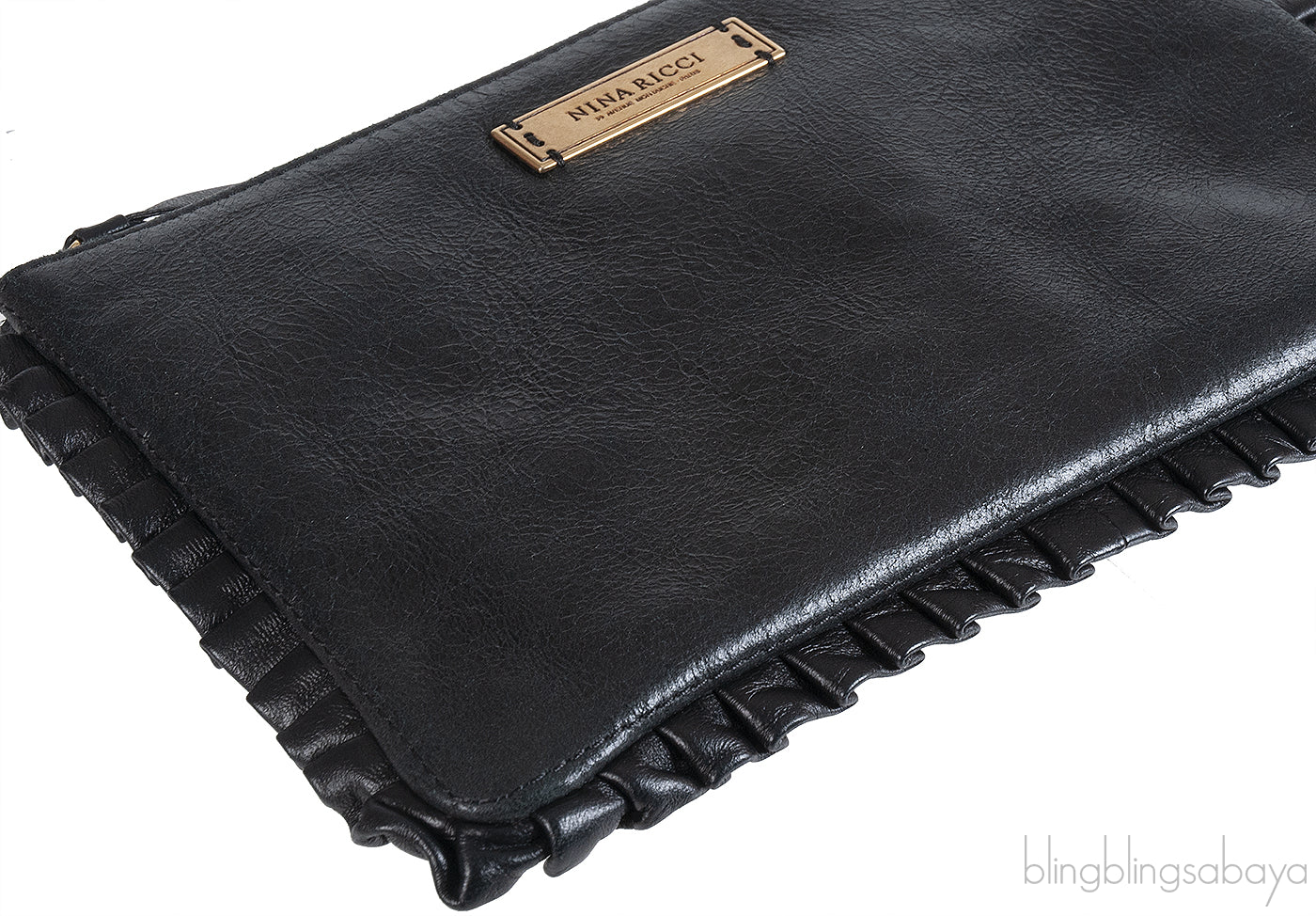 Nina Ricci Black Pleated Trim Clutch