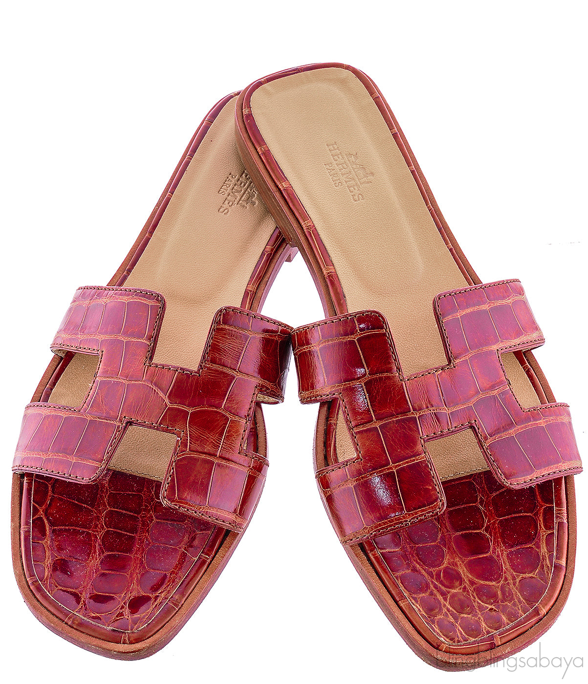 Cognac Crocodile Oran Sandals