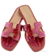 Cognac Crocodile Oran Sandals