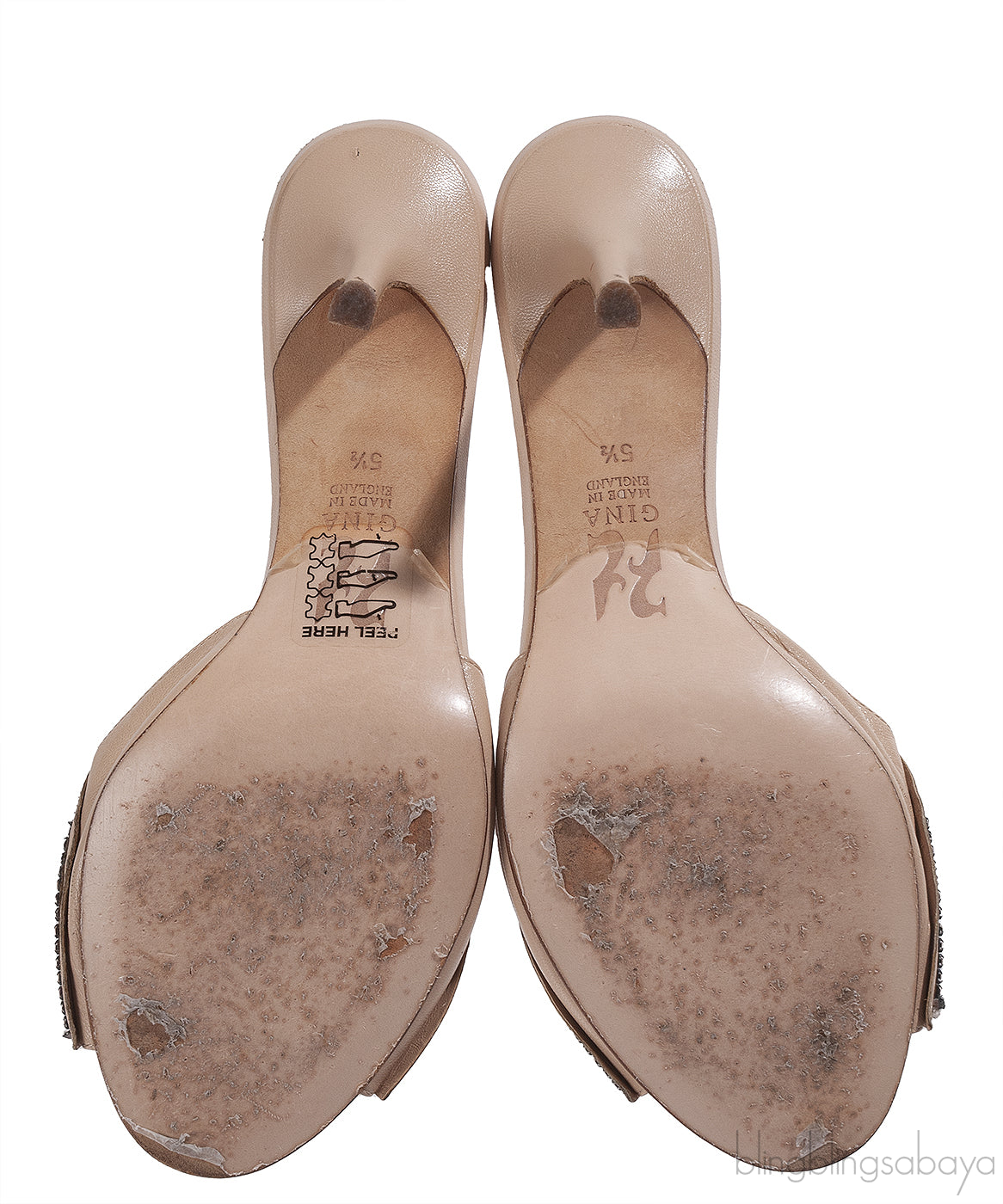 Gina Beige Bow Crystal Vamp Sandals