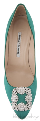 Emerald Hangisi Satin Jeweled Pump