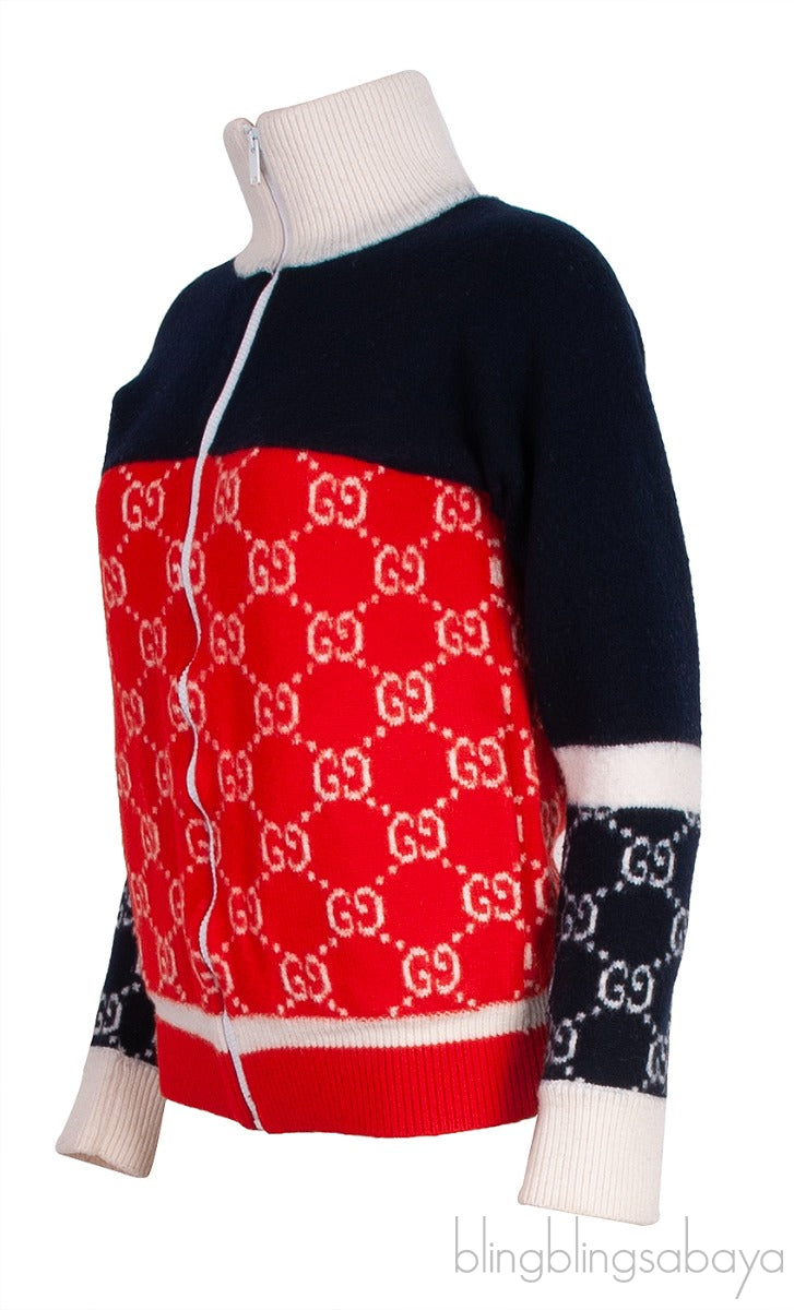 GG Tri-color Knitted Wool Jacket
