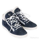 Giuseppe Zanotti Blue Suede White Wool Sneaker