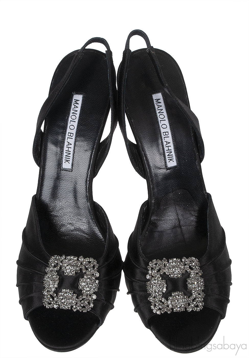 Manolo Blahnik Cassia Black Peep Slingback Pump