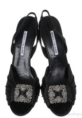 Manolo Blahnik Cassia Black Peep Slingback Pump