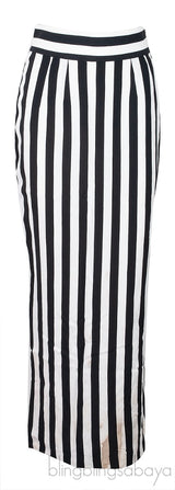 Striped Print Maxi Skirt
