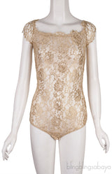 Gold Metallic Lace Bodysuit