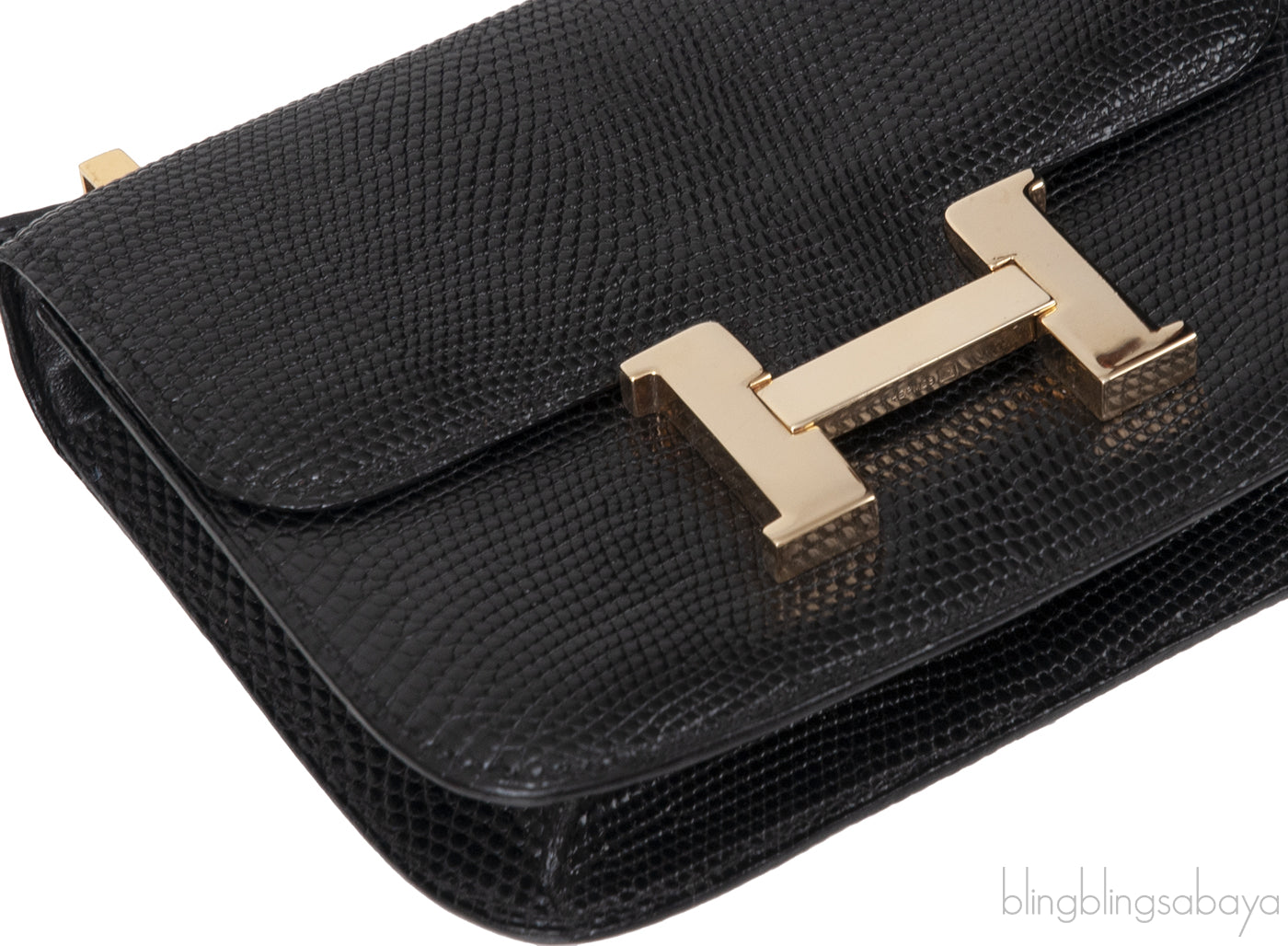 Hermes Vintage Constance Micro 14 Black Varanus Lizard GHW