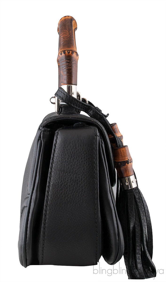 Black Bamboo Top Handle Bag