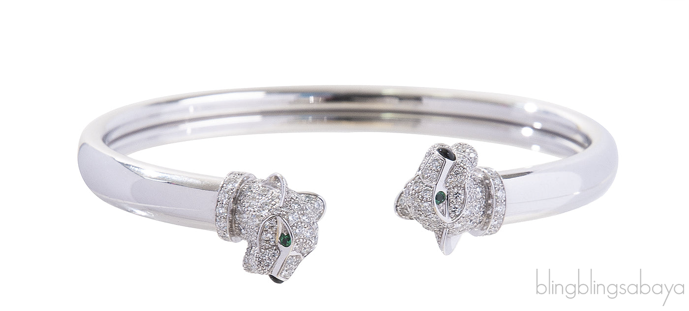 Cartier Panthere White Gold Emerald Onyx Diamond De Cartier Bracelet