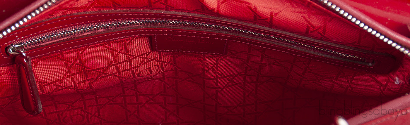 Lady Dior Red Patent Quilted Bag PHW