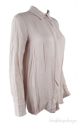 Nude Silk Long Sleeve Shirt