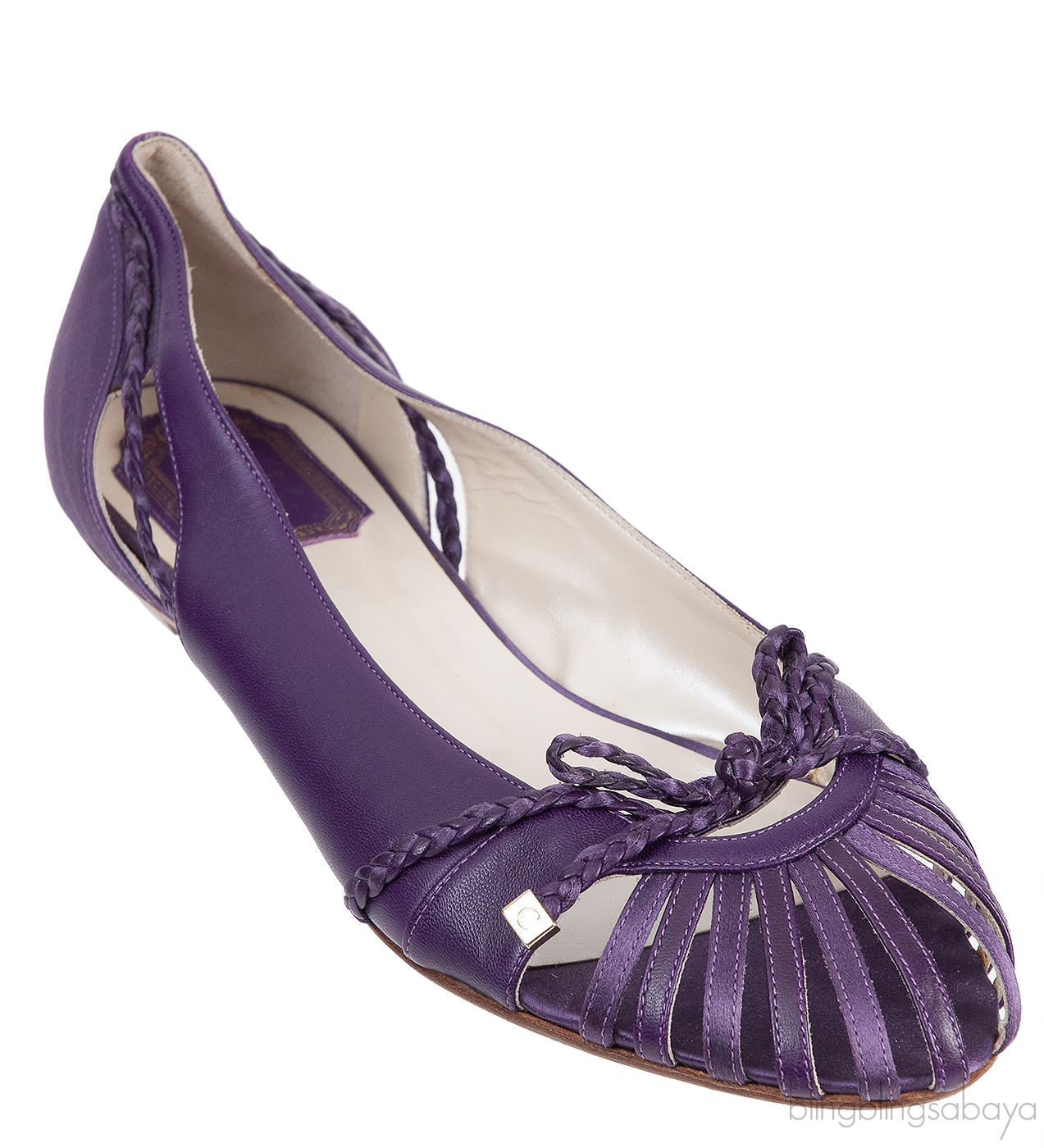 Dior Purple Satin and Leather Ballet Flat