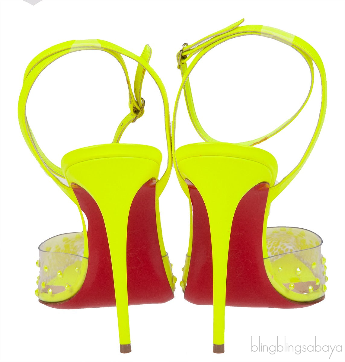 PVC Crystal Neon Green Slingback Heels