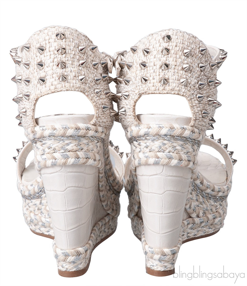 Madmonica 120 Spiked Croc-effect Leather Espadrille Wedge