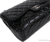 Chanel Black Patent Maxi Double Flap Quilted Bag