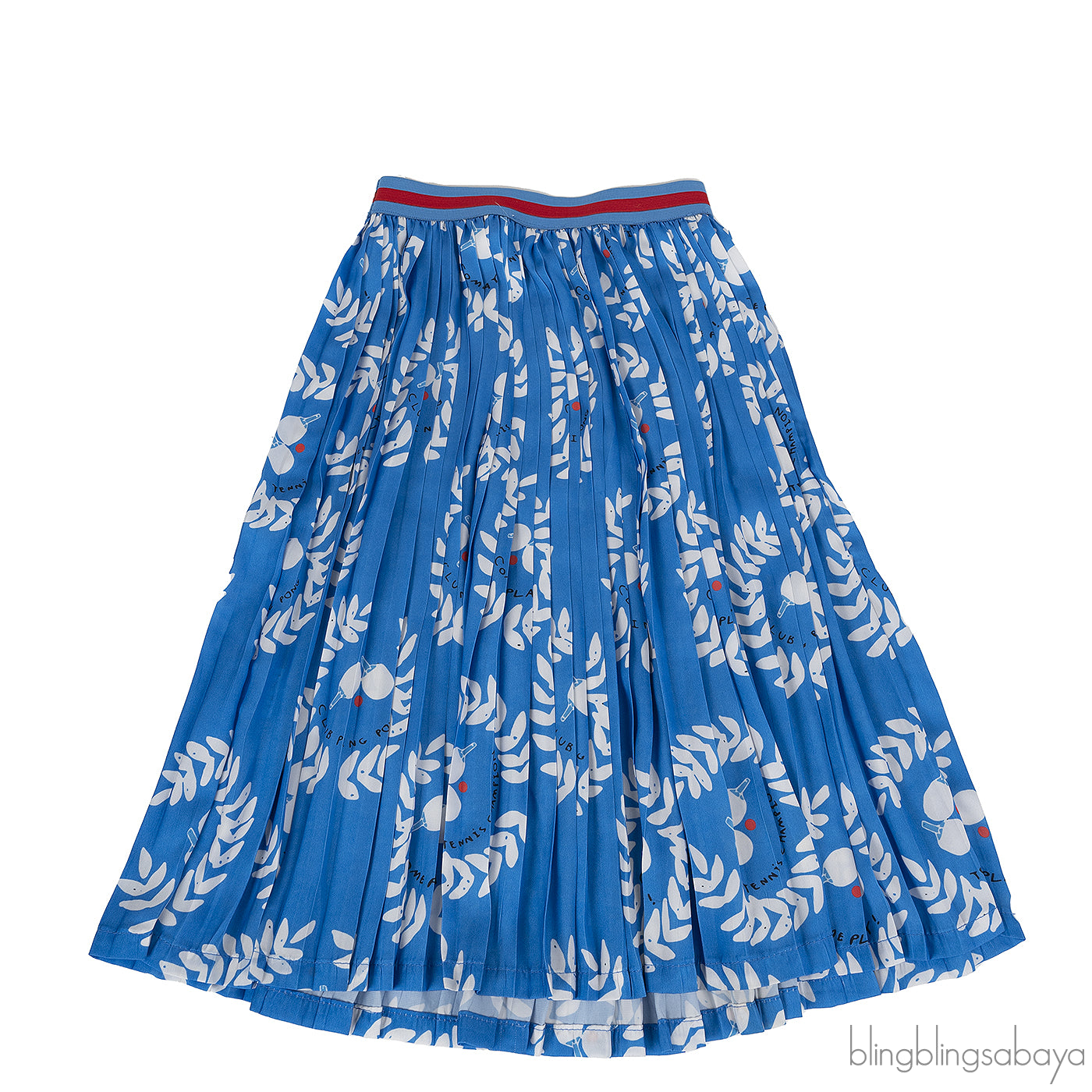 Beau Loves Blue Ping Pong Club Printed Pleated Kid Skirt