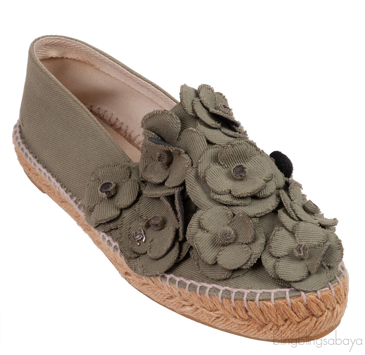 Army Green Camellia Canvas Espadrille