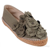 Army Green Camellia Canvas Espadrille