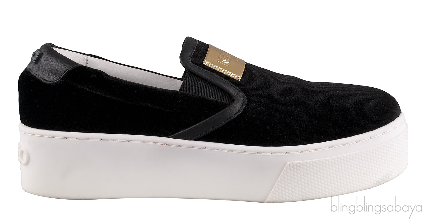 Black Velvet Logo Slip-on Platform