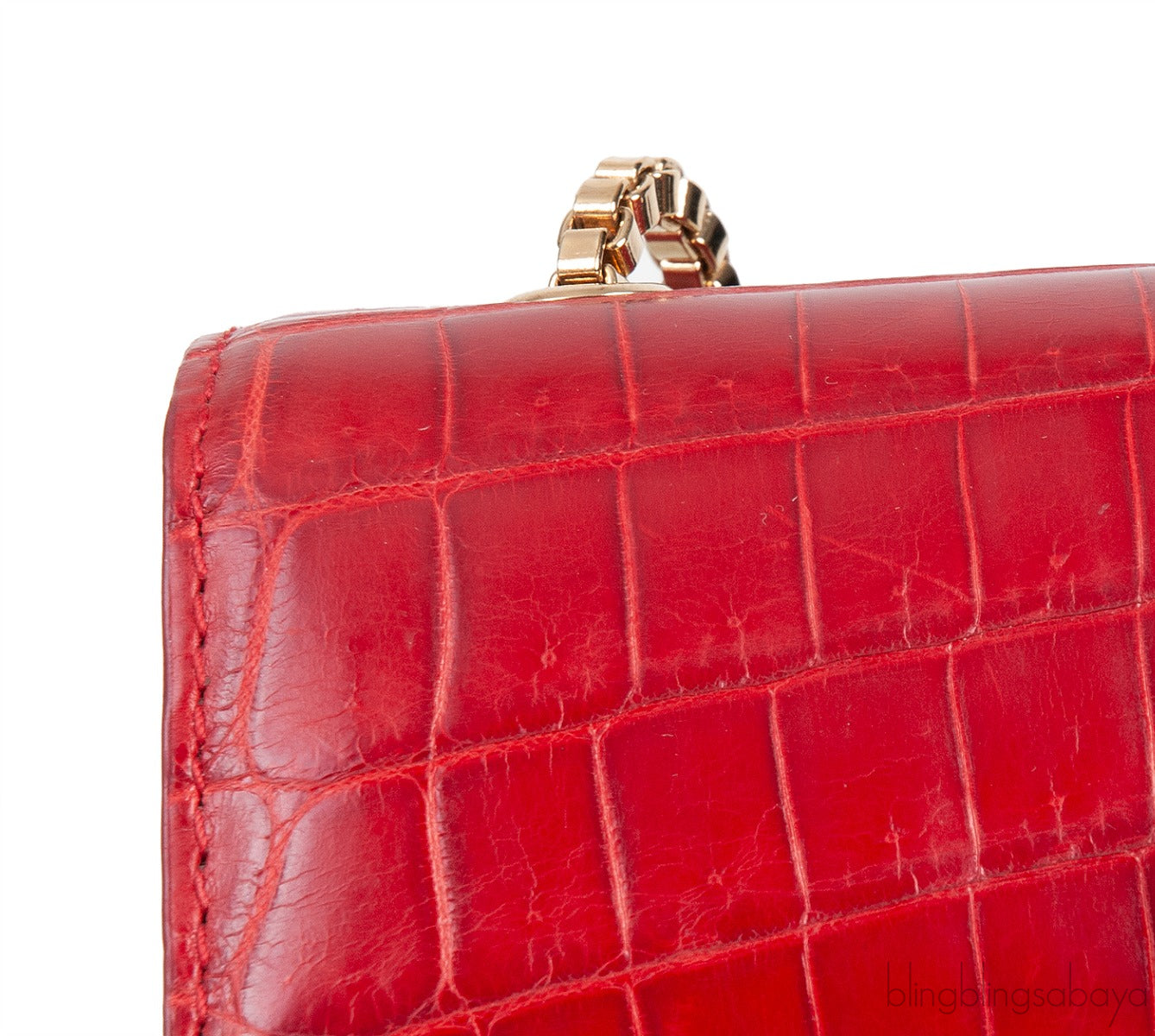 Salvatore Ferragamo Red Crocodile Gancio Shoulder Bag