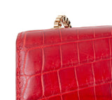 Salvatore Ferragamo Red Crocodile Gancio Shoulder Bag