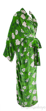 Green Gisou Floral Print Velvet Maxi Dress