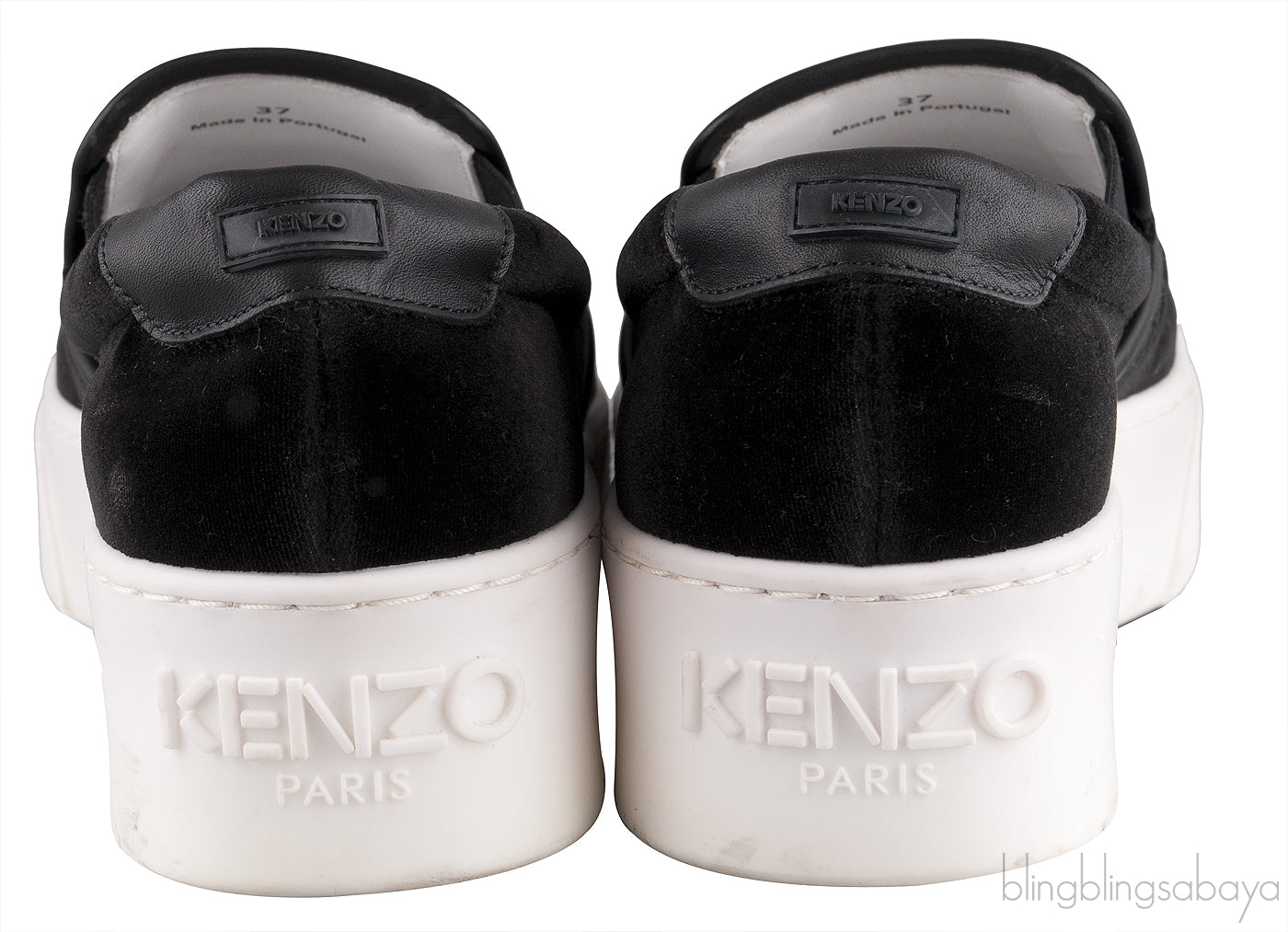 Black Velvet Logo Slip-on Platform