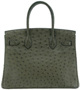 Birkin 30 Ostrich Vert Olive PHW