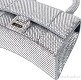 Hourglass XS Silver Rhinestone Suede Calfskin