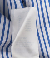 White And Blue Striped Poplin Shirt and Blue Silk Trouser