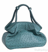 Yves Saint Laurent Green Ostrich Top Handle Bag