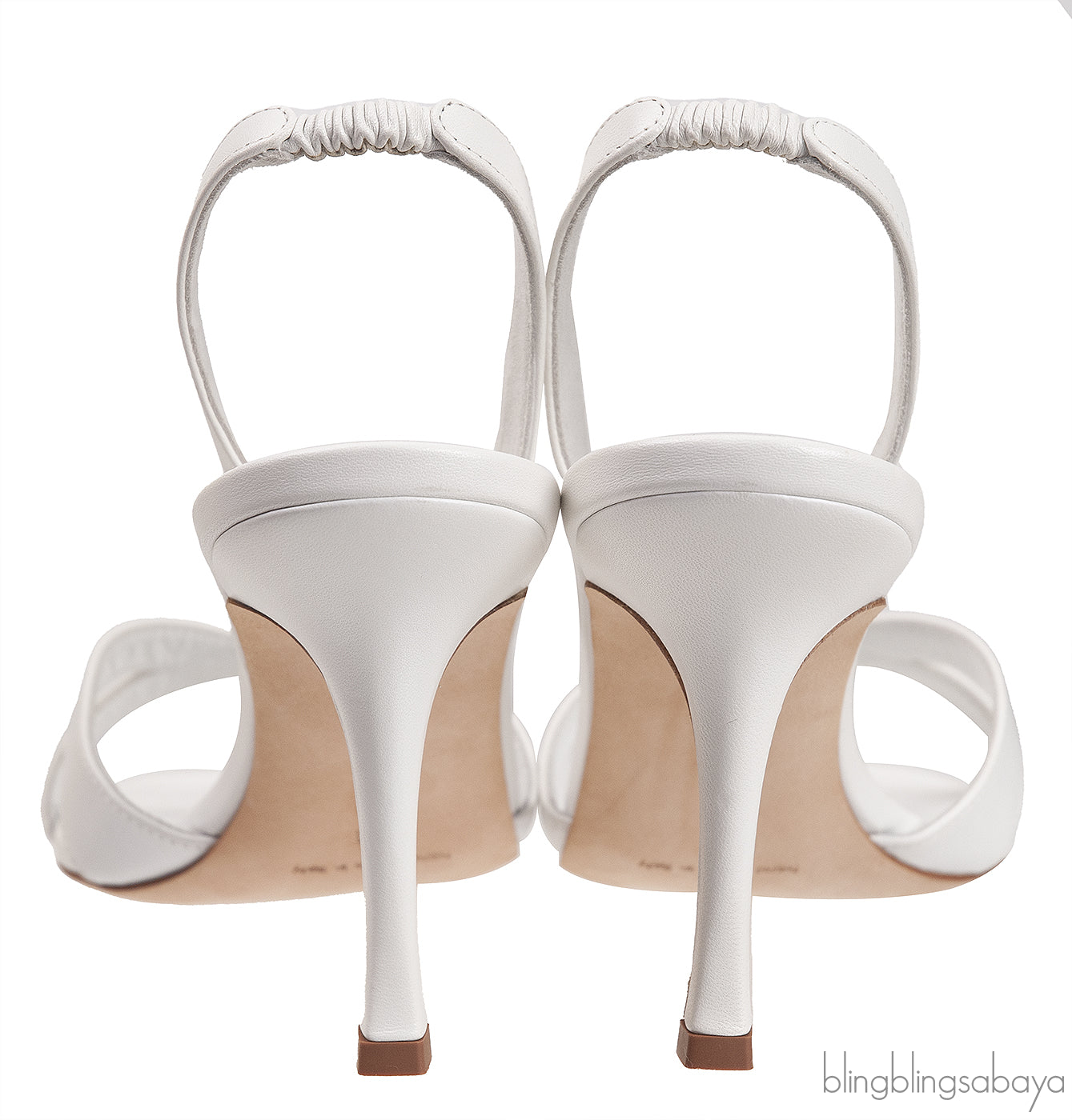White Callasli 90 Leather Slingback Sandals