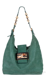 Green Nubuck Leather Forever Hobo Bag