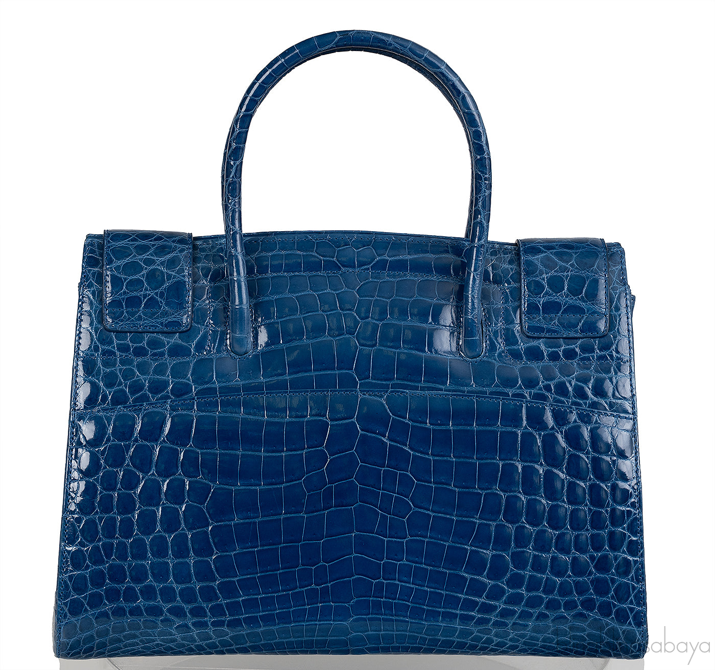 Kwanpen Blue Crocodile Top Handle Bag