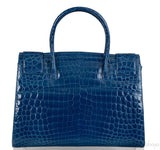 Kwanpen Blue Crocodile Top Handle Bag