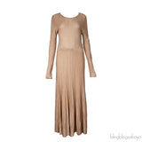 Chanel Gold Ribbed Knit Maxi Dress