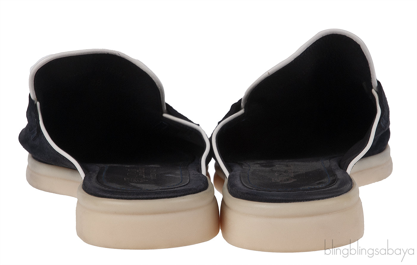 Loro Piana Charm Walk Babouche Suede Black Mules