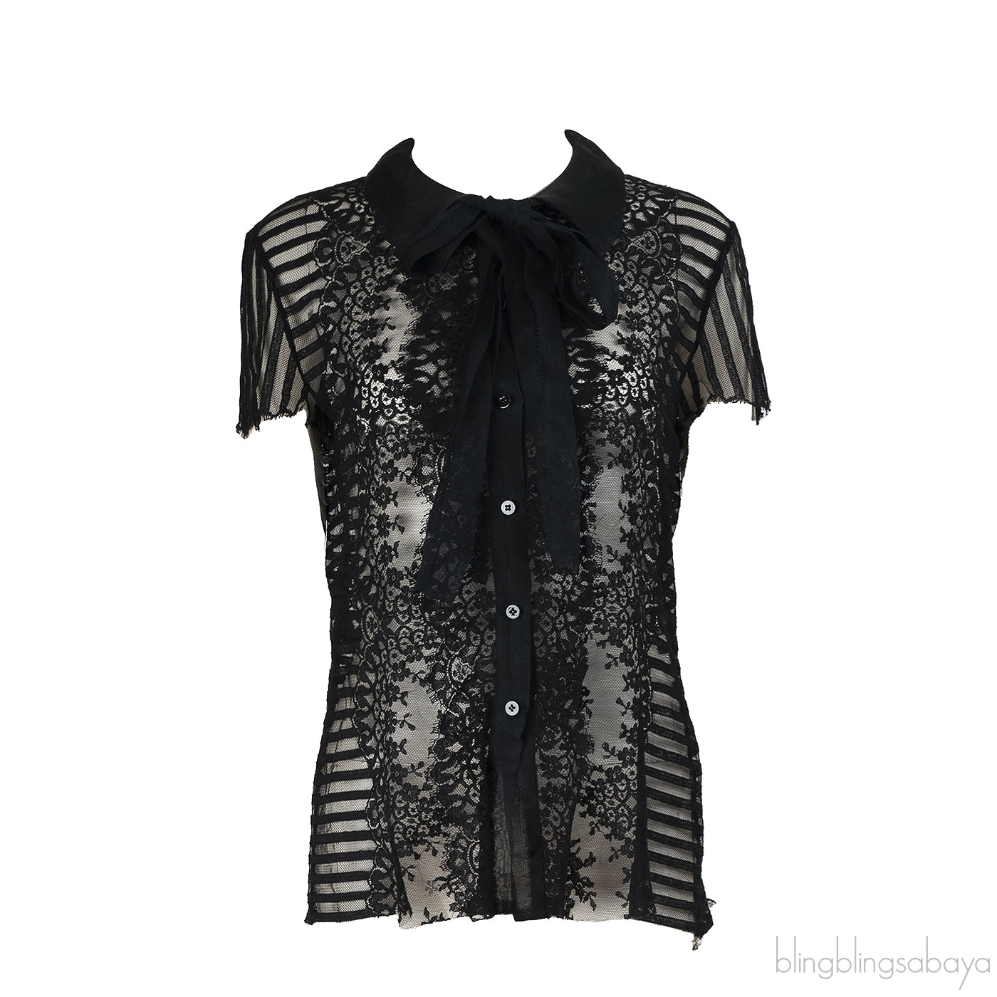 Oscar dela Renta Black See-through Blouse