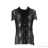 Oscar dela Renta Black See-through Blouse