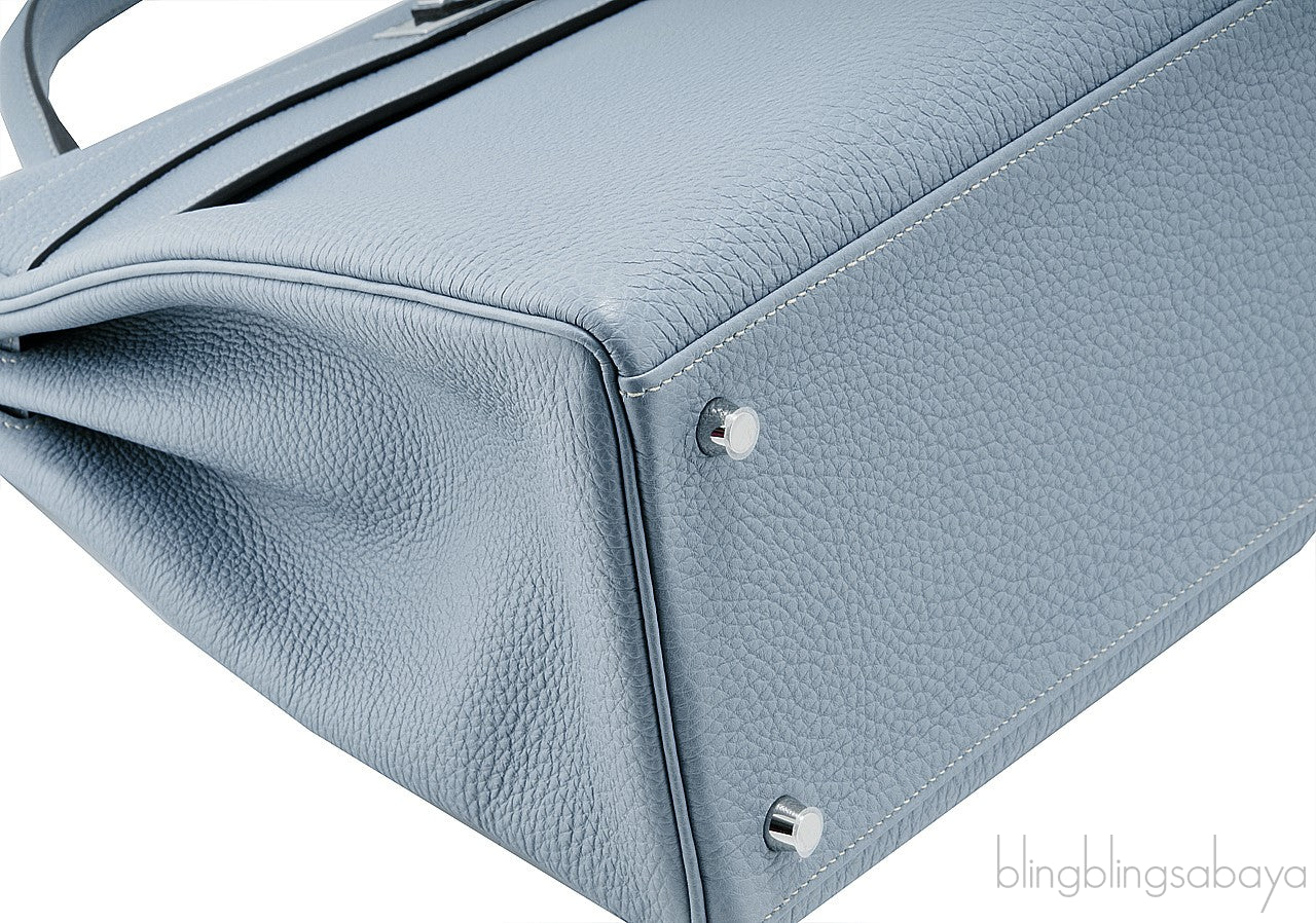 Kelly 40 Blue Lin Togo Retourne