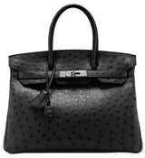 Birkin 30 Black Ostrich PHW