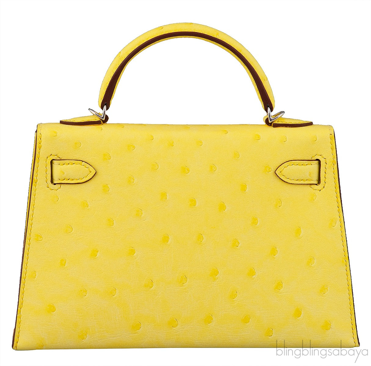 Kelly 20 Mini II Sellier Jaune Citron Ostrich PHW