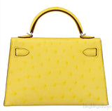 Kelly 20 Mini II Sellier Jaune Citron Ostrich PHW