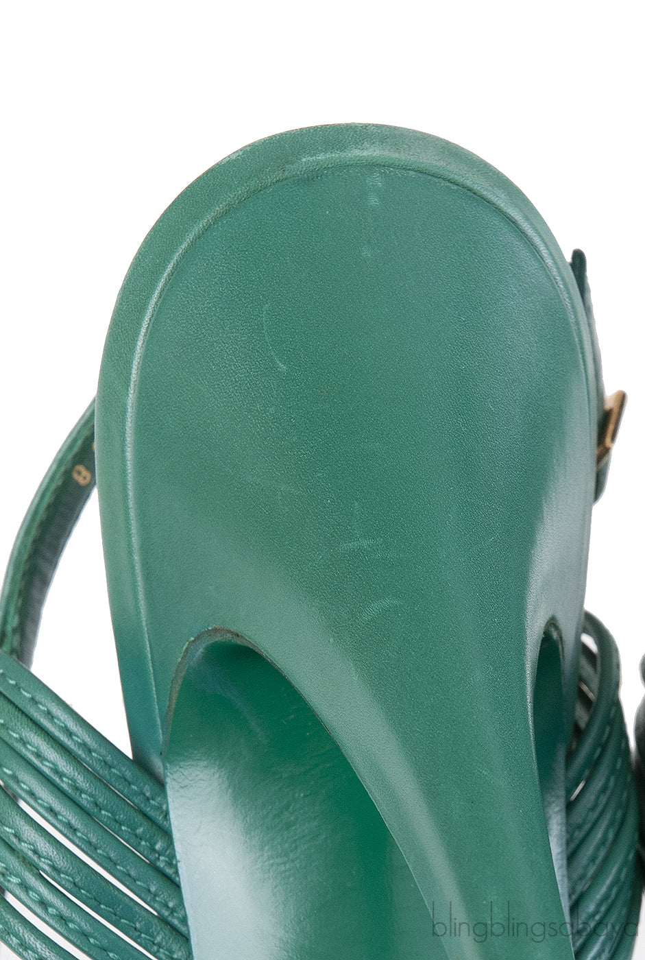 Yves Saint Laurent Green Strappy Slingback Sandals